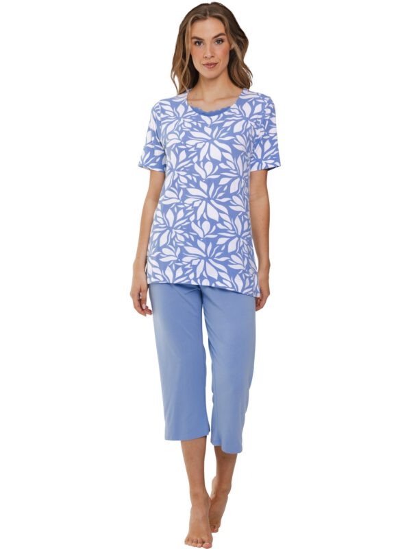 Pastunette Pyama 95% Bamboo Blauw met bloemen 121251-119-1