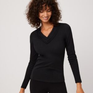 Ysabel Mora | Thermal Long Sleeve Shirt | Zwart | 70009